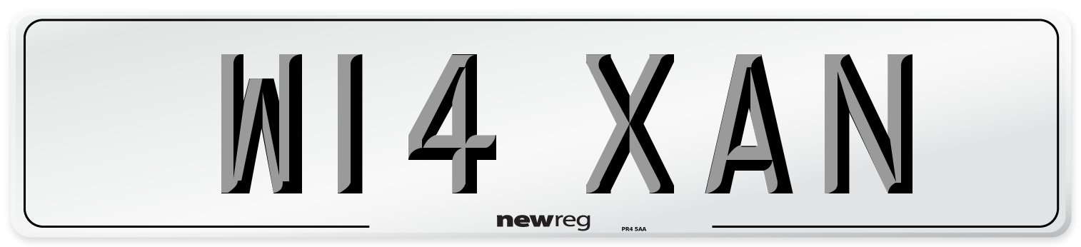 W14 XAN Number Plate from New Reg
